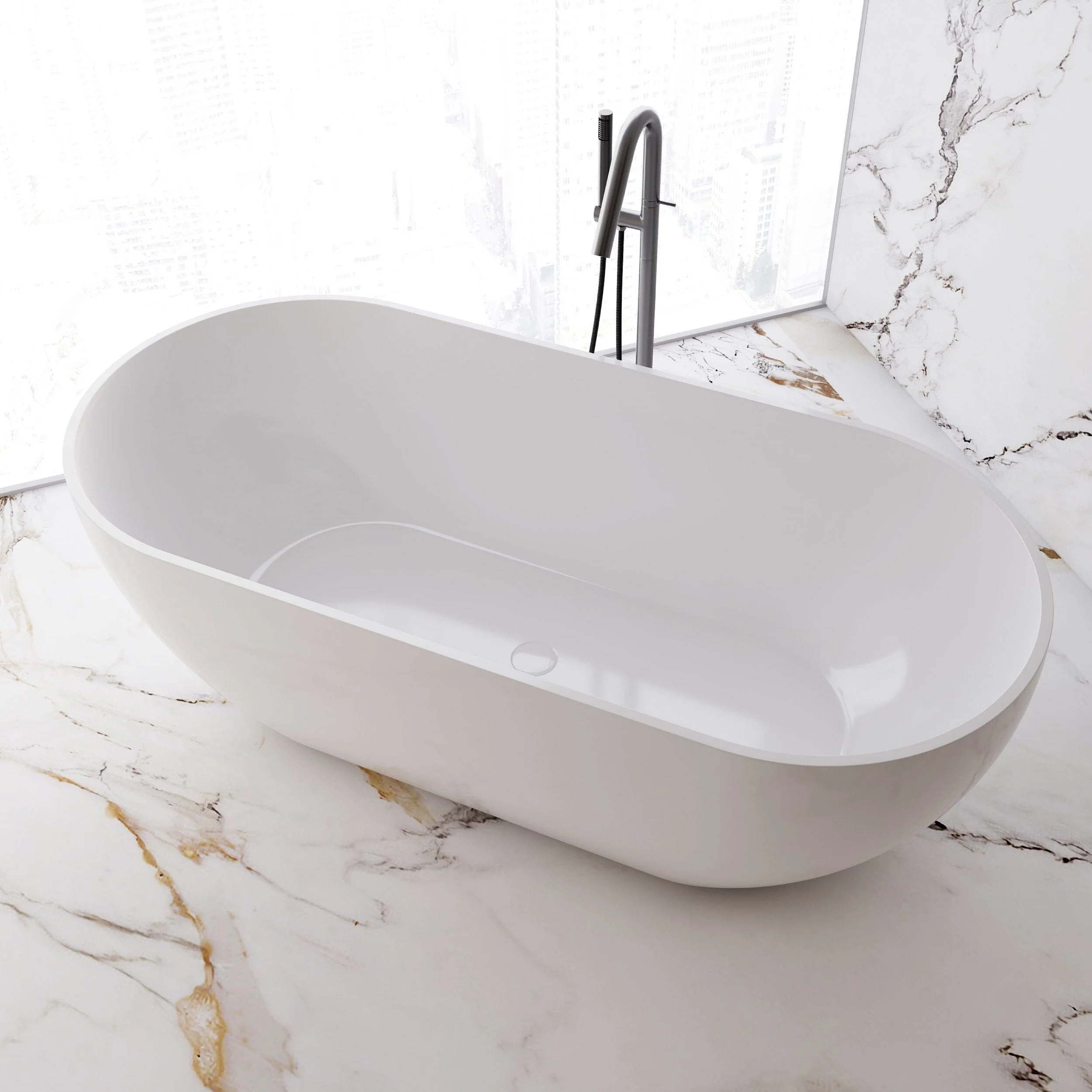 Ciao 1300mm Small Free Standing Acrylic Bathtub Gloss White - Image 4