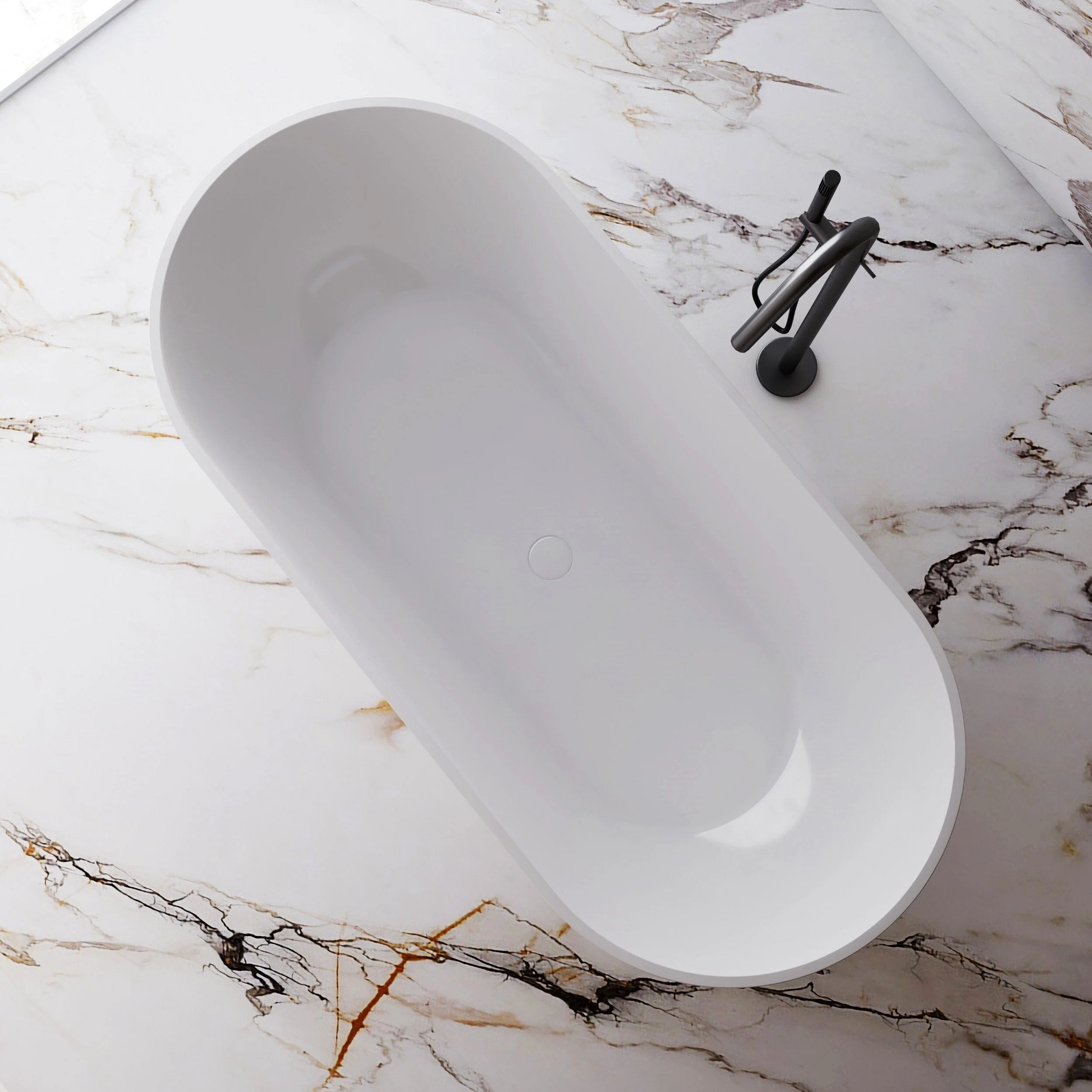 Ciao 1400mm Oval Free Standing Acrylic Bathtub Gloss White - Image 3