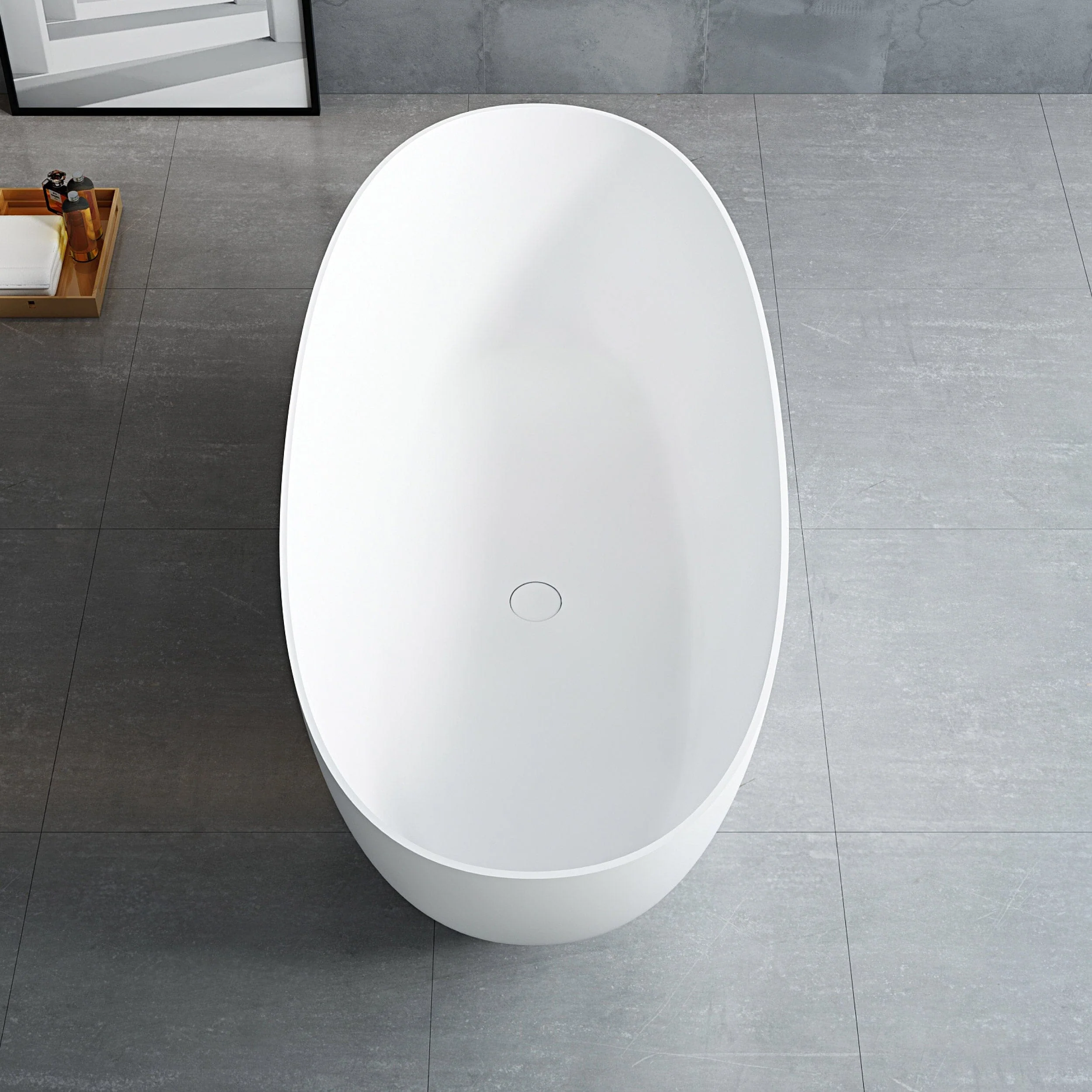 Clearance - DAWN 1400mm Stone Freestanding Bathtub Matte White - Image 3
