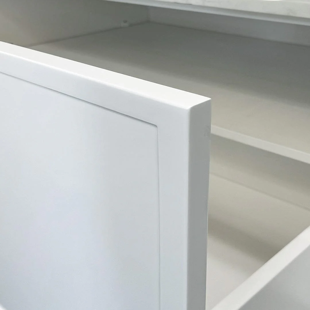 Clearance - York 1500mm Curved Wall Hung Vanity Matte White Double Bowls - Image 7