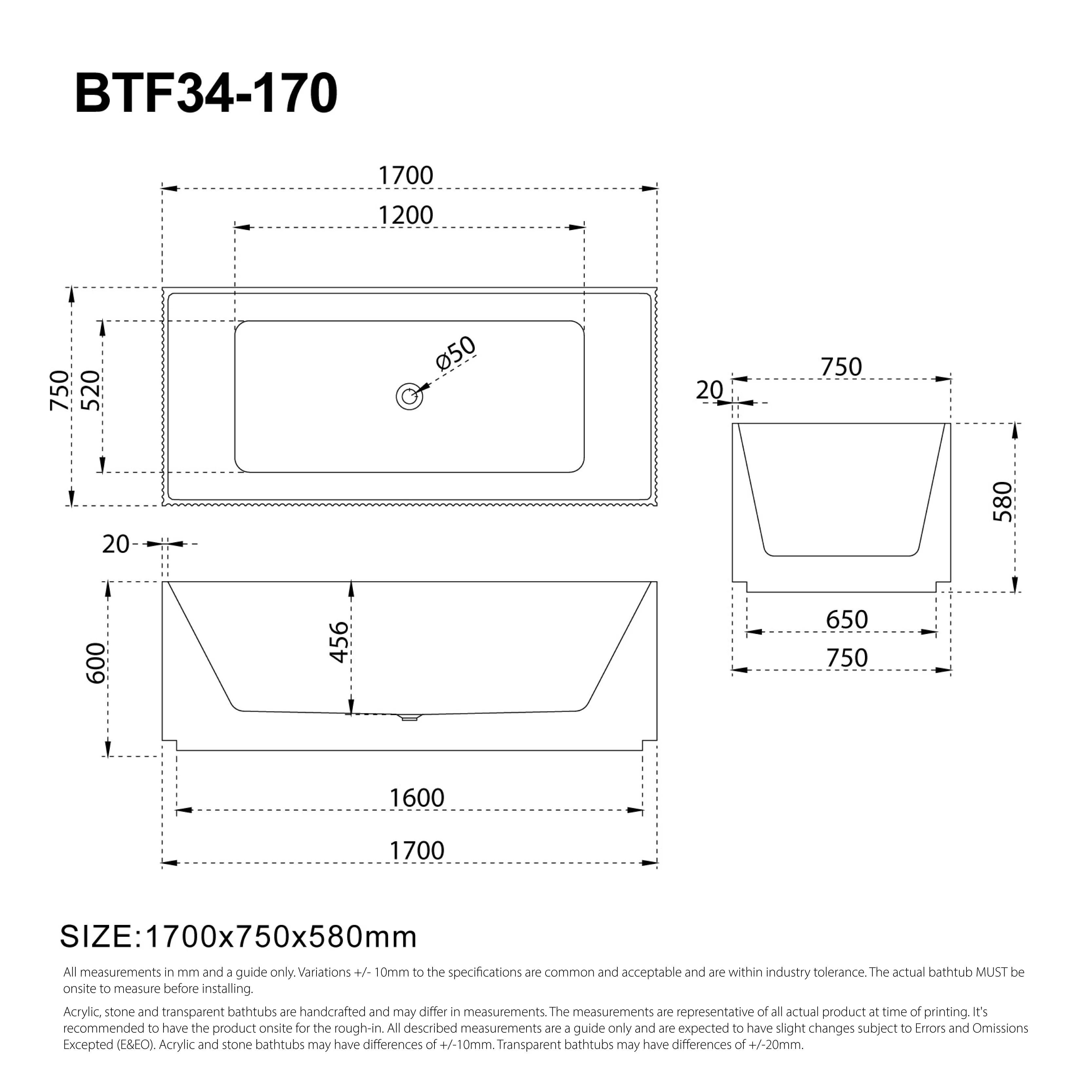 Clearance - KYLA 1700mm V-Groove Fluted Square Back To Wall Freestanding Bathtub Matte White - Image 4