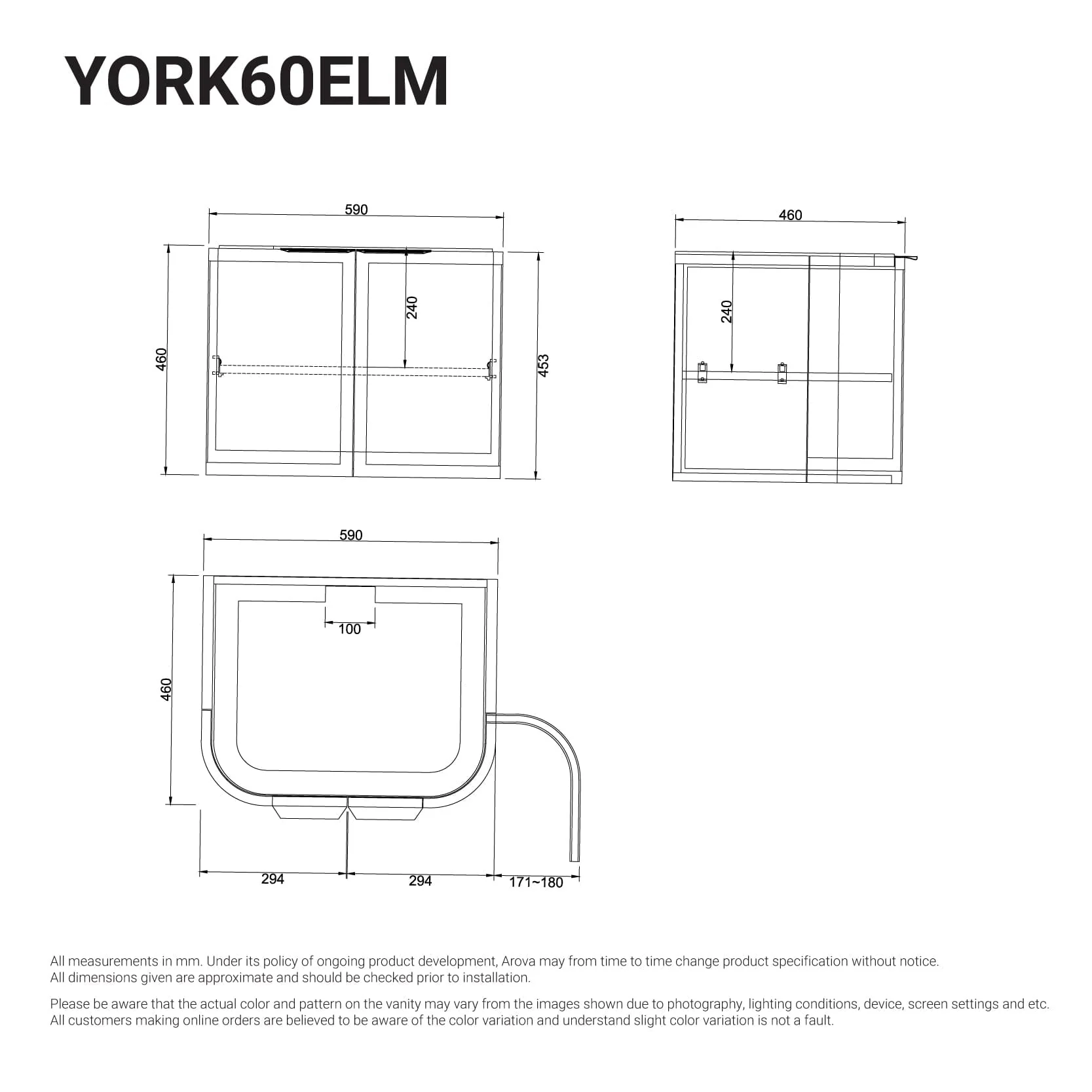 Clearance - York 600mm Curved Wall Hung Bathroom Vanity Timber - Image 6