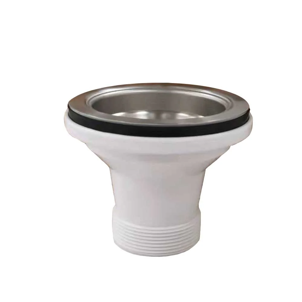 90mm Fine Fireclay & Granite Butler Sink Basket Waste and Plug Brushed - Image 4