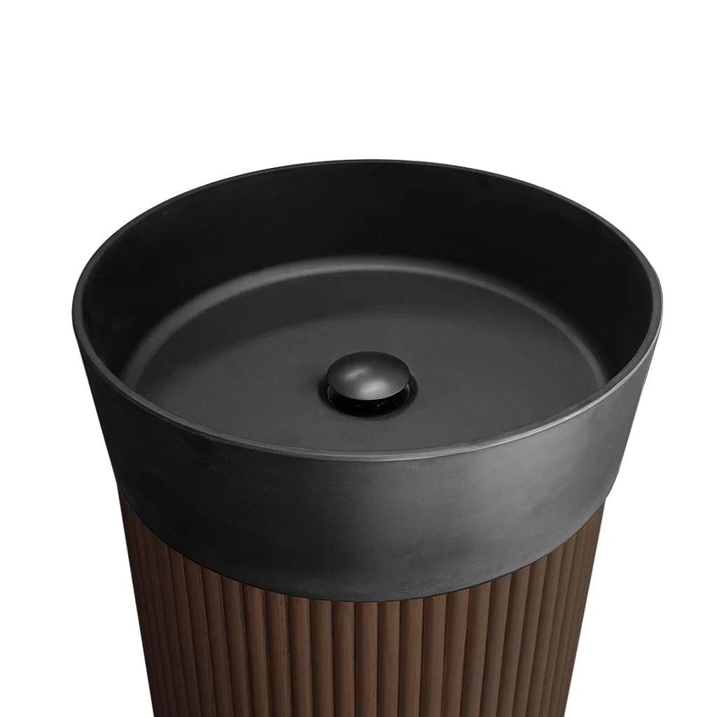 Aero Freestanding Small Vanity Warm Walnut + Black Solid Surface Basin - Image 5