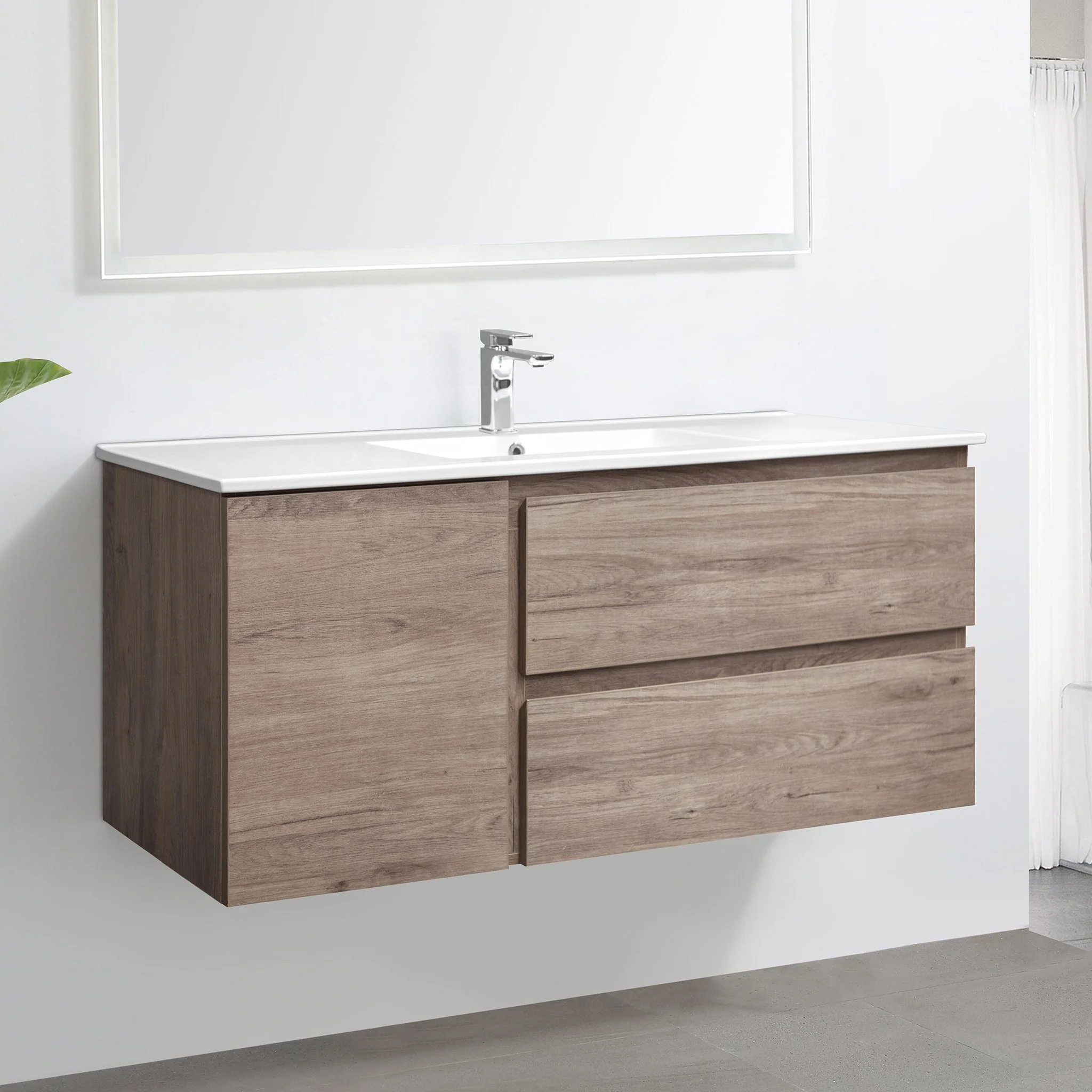 ALBANY 1200mm Oak Timber Wall Hung Single Vanity - Image 4