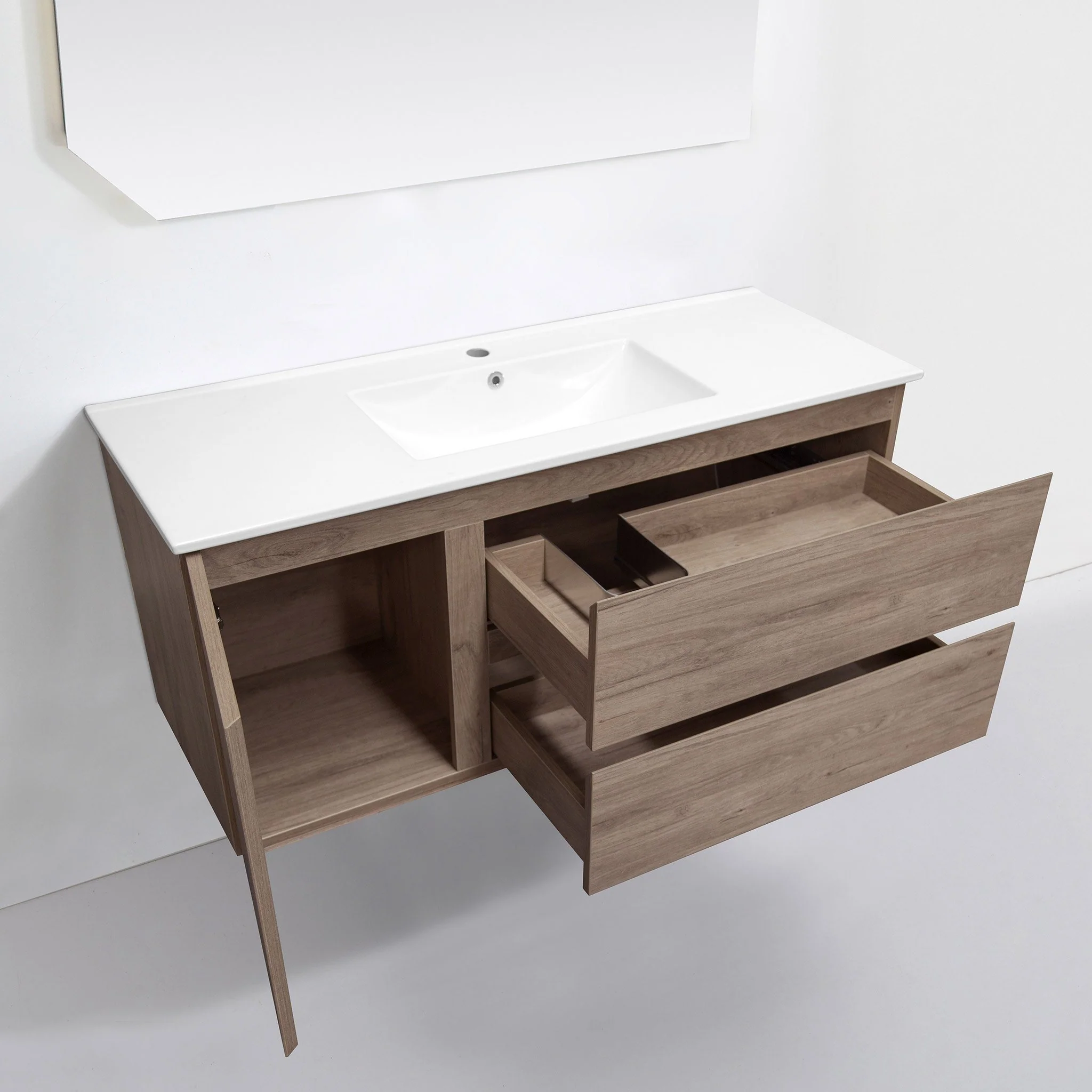 ALBANY 1200mm Oak Timber Wall Hung Single Vanity - Image 5