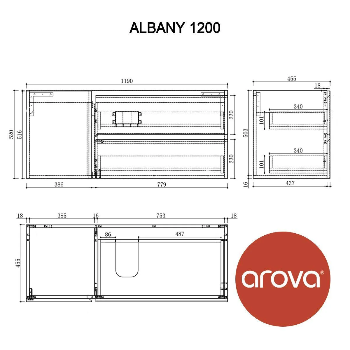 ALBANY 1200mm Oak Timber Wall Hung Single Vanity - Image 8