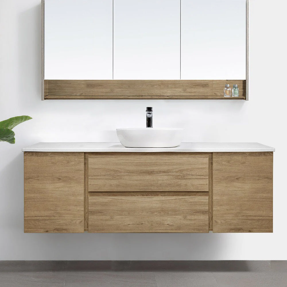 ALBANY 1500mm Oak Timber Wall Hung Vanity - Image 4