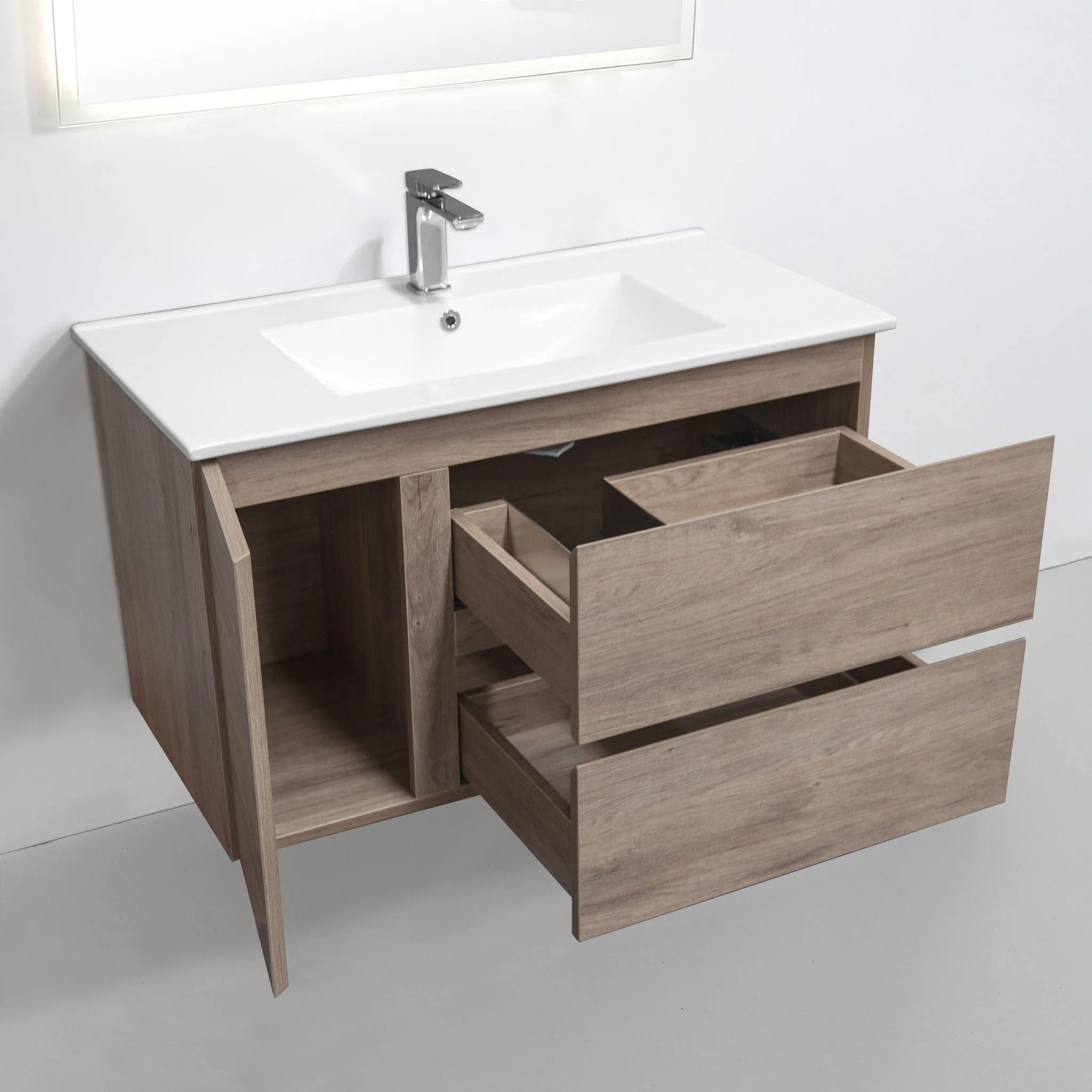 ALBANY 750mm Oak Timber Wall Hung Vanity - Image 4