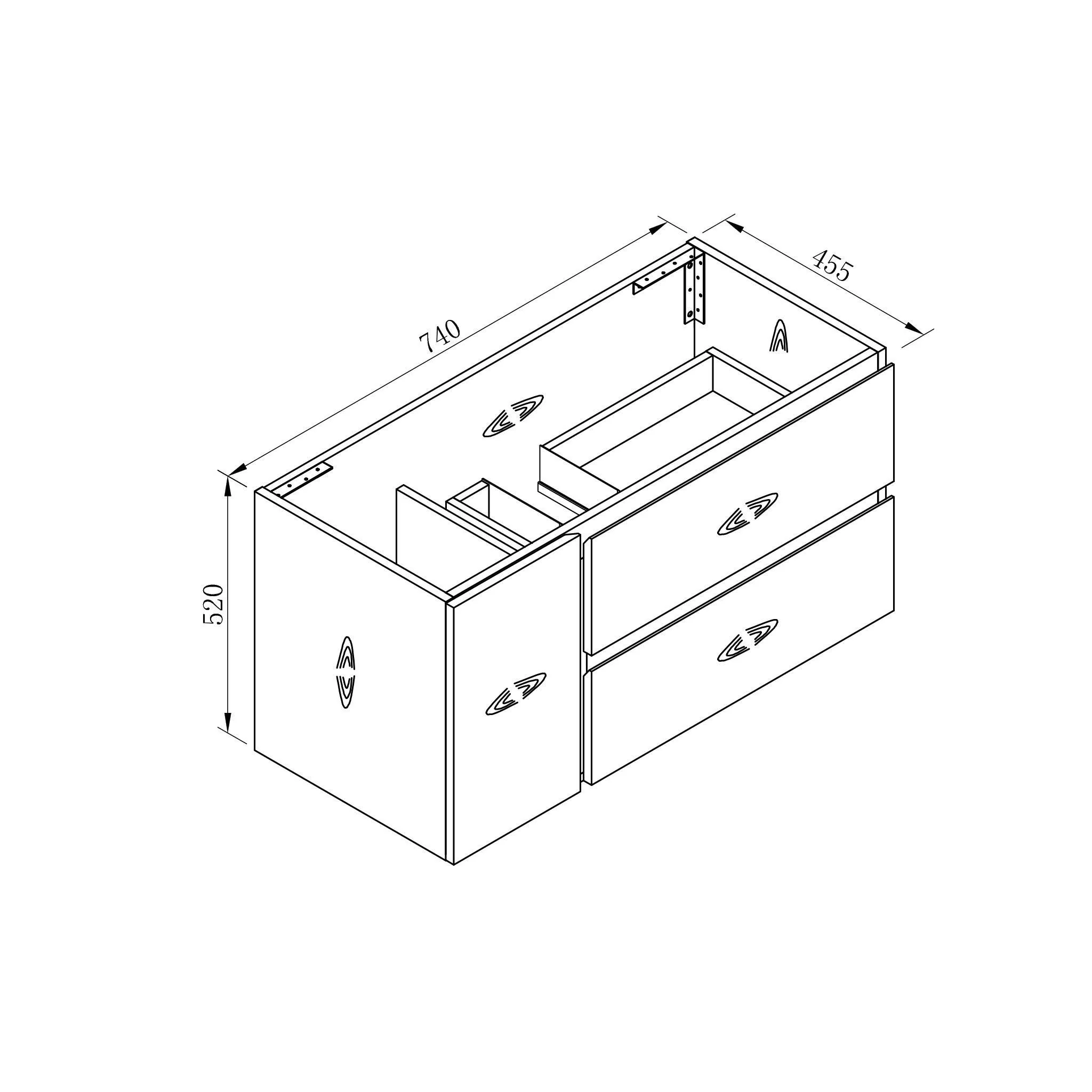 ALBANY 750mm Oak Timber Wall Hung Vanity - Image 8