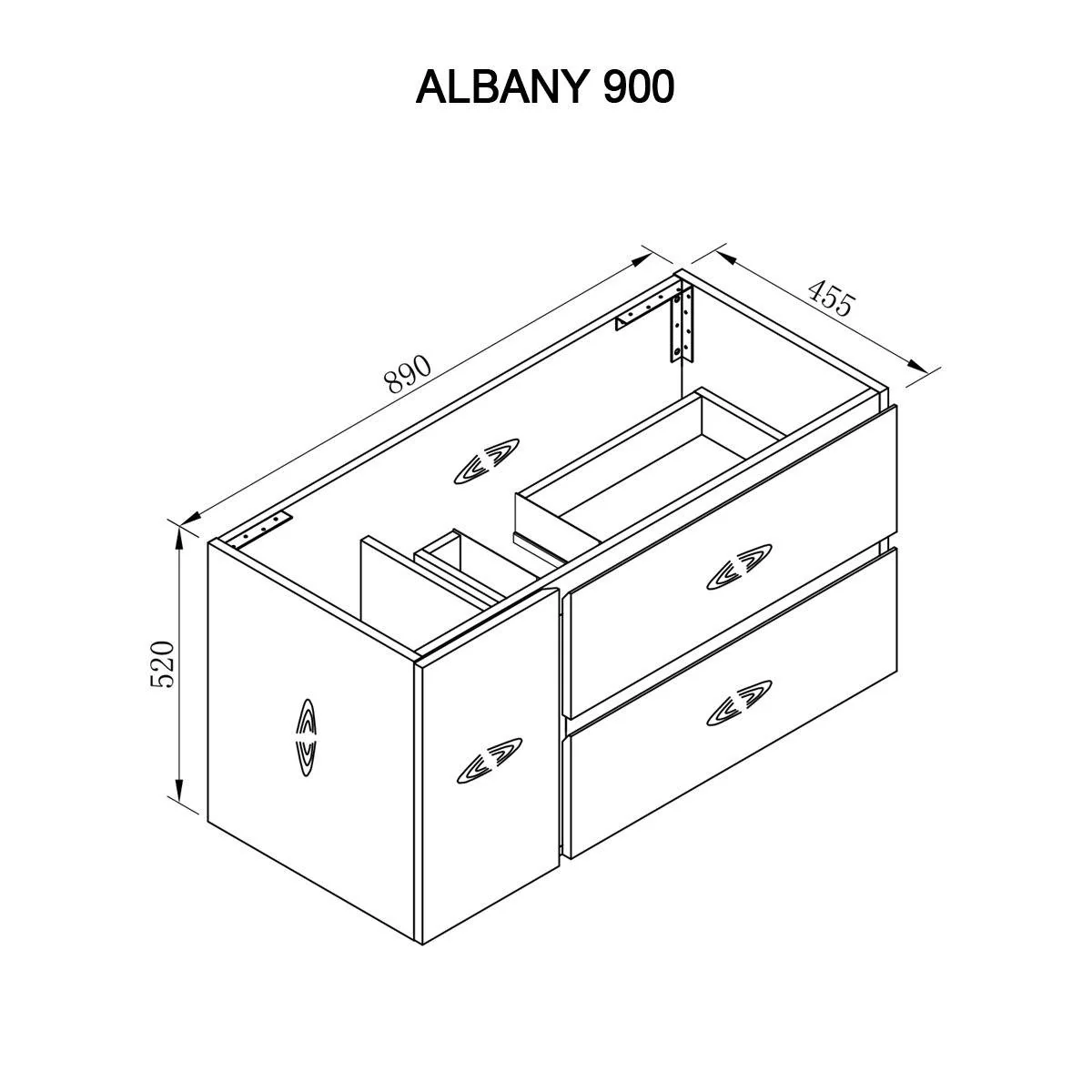 ALBANY 900mm Oak Timber Wall Hung Vanity - Image 10