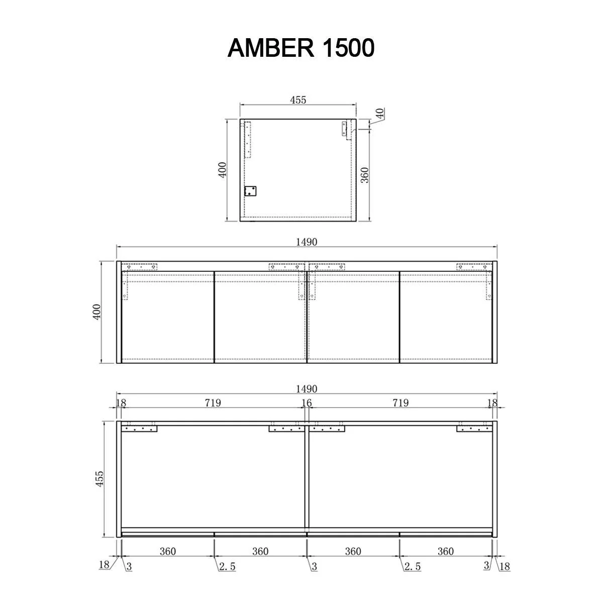 AMBER 1500mm Wall Hung Vanity - Image 6
