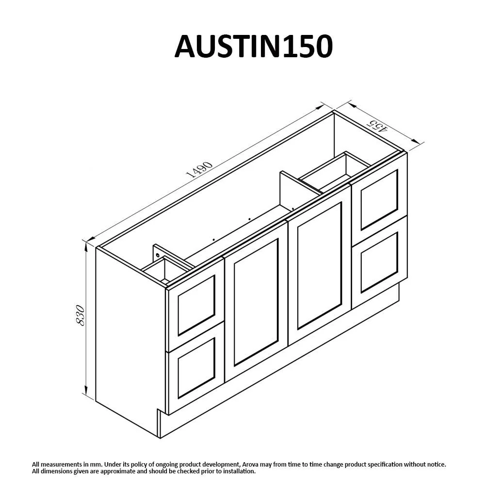 Clearance - AUSTIN 1500mm Floor Standing Bathroom Vanity - Image 7