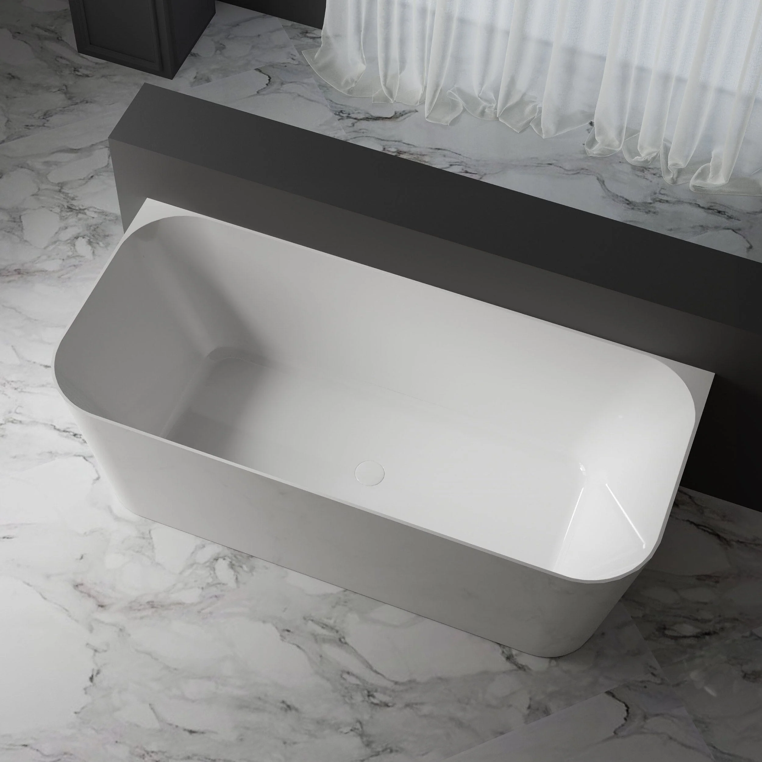 CLIO 1500mm Back to Wall Free Standing Bath Gloss White - Image 3