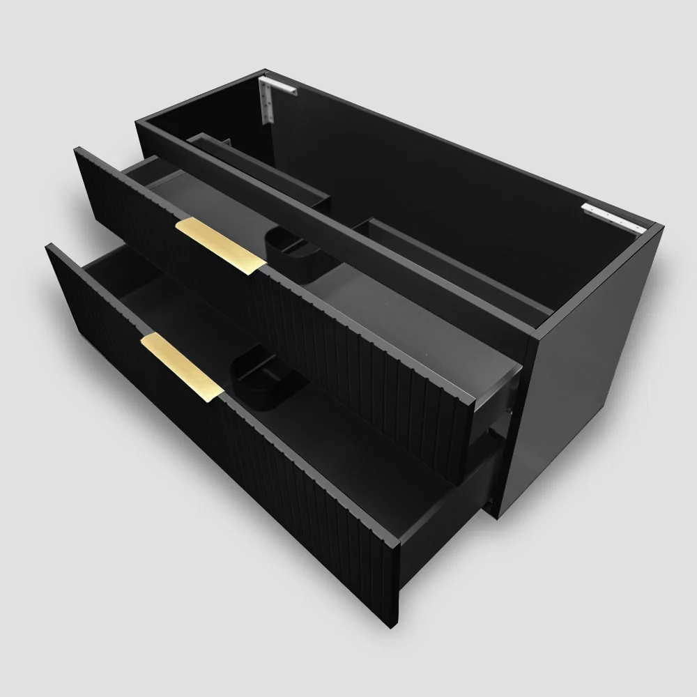 Bronte 1200mm Wall Hung Bathroom Vanity - Matte Black - Image 4