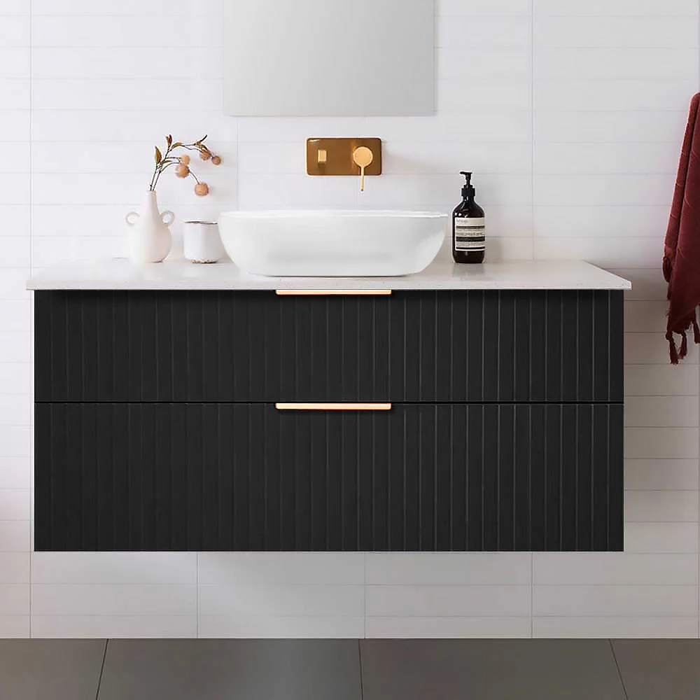 Bronte 1200mm Wall Hung Bathroom Vanity - Matte Black - Image 6