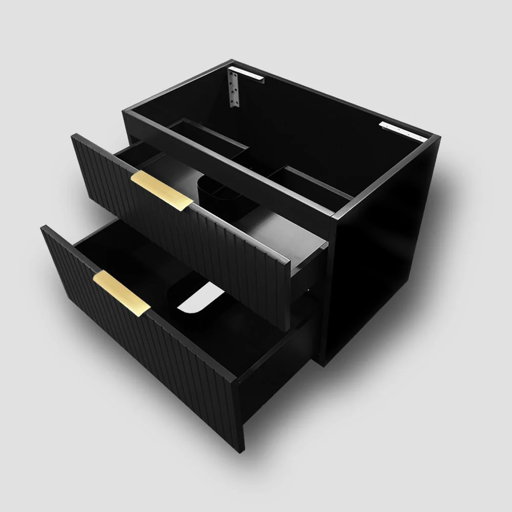 Bronte 750mm Wall Hung Bathroom Vanity - Matte Black - Image 4