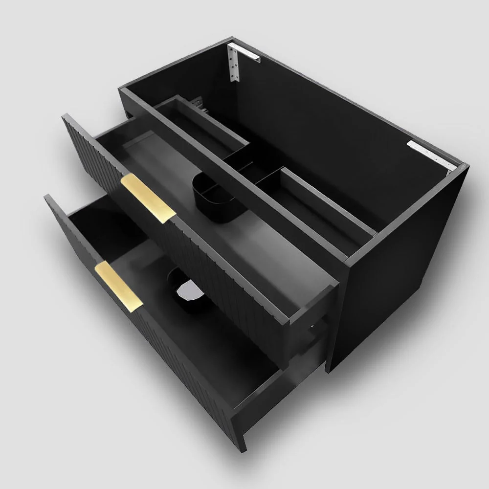 Bronte 900mm Wall Hung Bathroom Vanity - Matte Black - Image 4