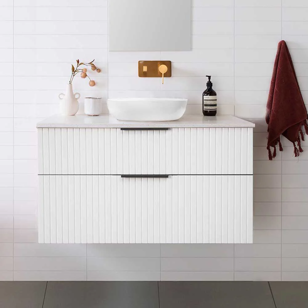 Bronte 900mm Wall Hung Bathroom Vanity - Matte White - Image 3