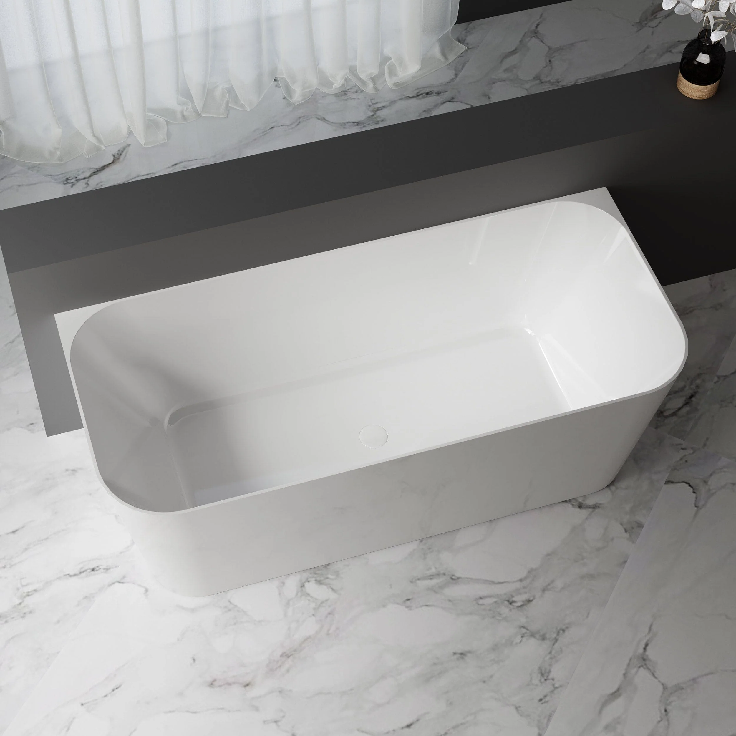 CLIO 1700mm Back to Wall Free Standing Bath Gloss White - Image 3