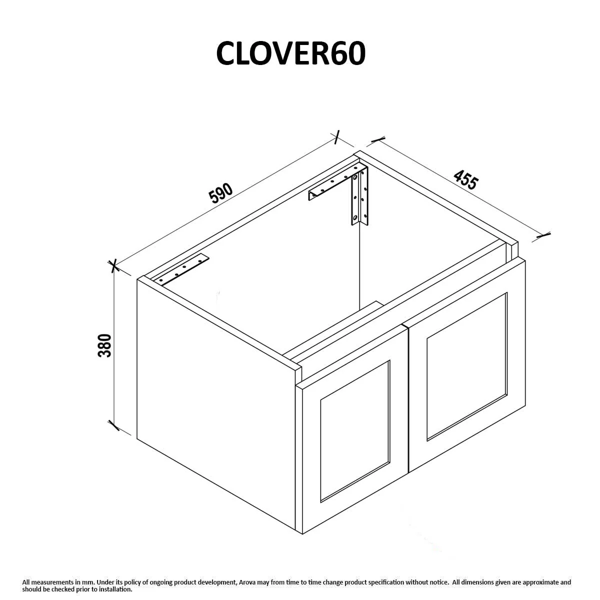 Clearance - CLOVER 600mm Wall Hung Bathroom Vanity - Image 6