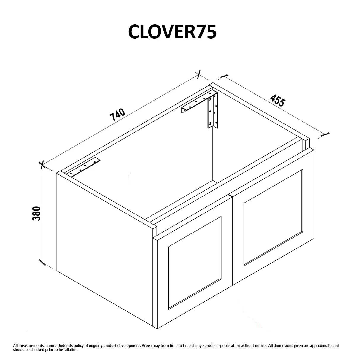 Clearance - CLOVER 750mm Wall Hung Bathroom Vanity - Image 8