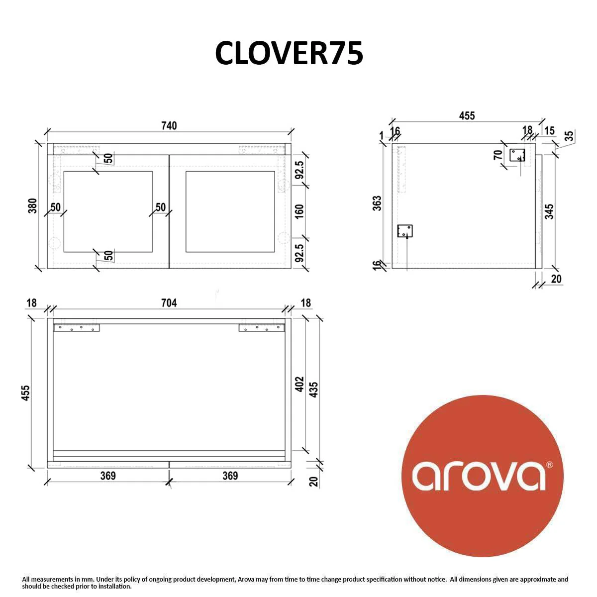 Clearance - CLOVER 750mm Wall Hung Bathroom Vanity - Image 9