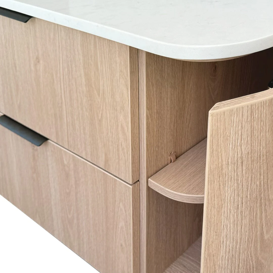 Ellie 1500mm Curved Timber Wall Hung Bathroom Vanity - Image 3