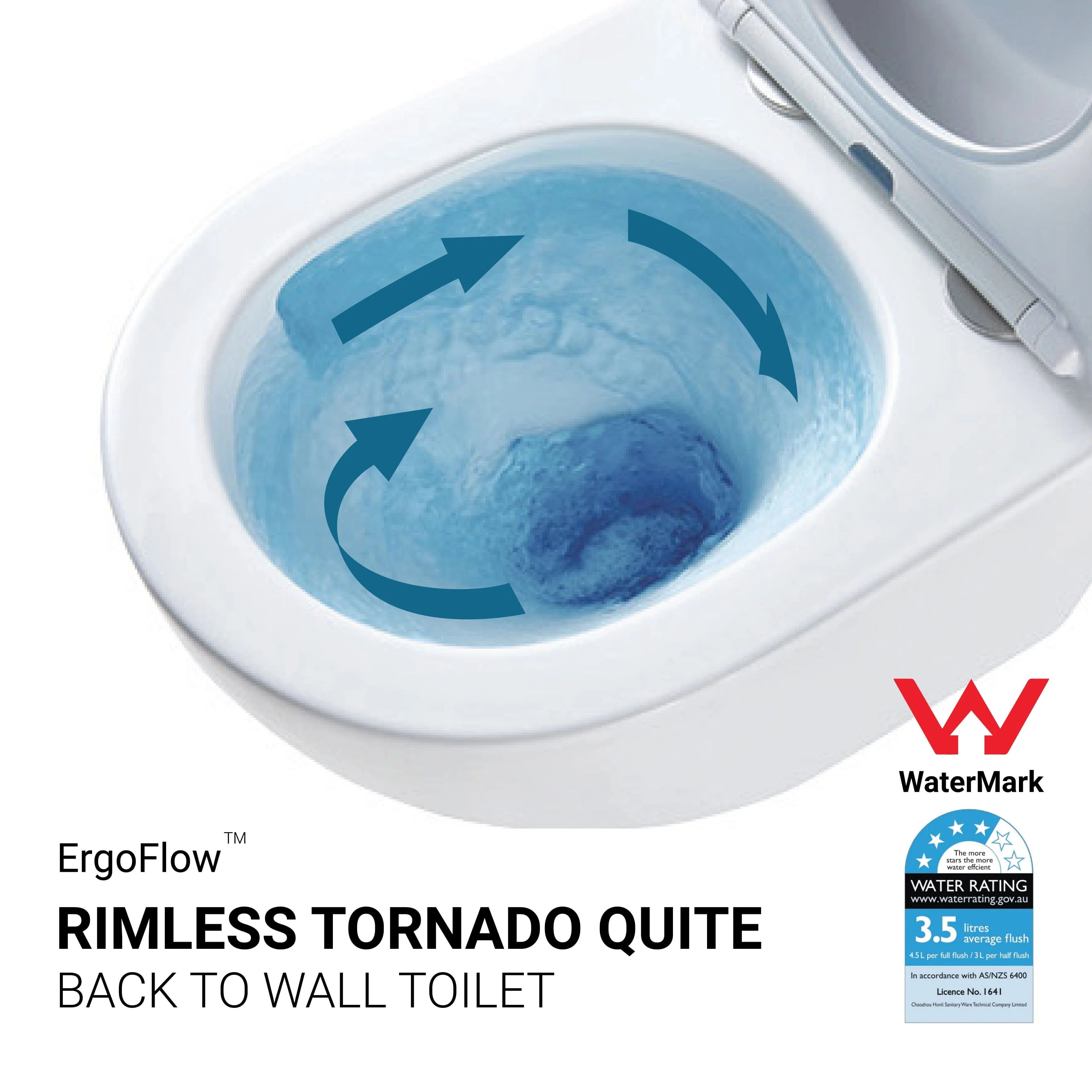 ErgoFlow Edge67 Ergonomic Rimless Tornado Back to Wall Toilet - Image 5