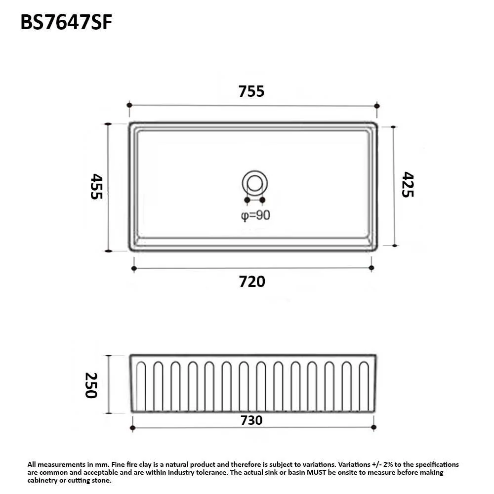 Belford 76 Fluted Farmhouse Kitchen Sink Single Bowl - Image 8