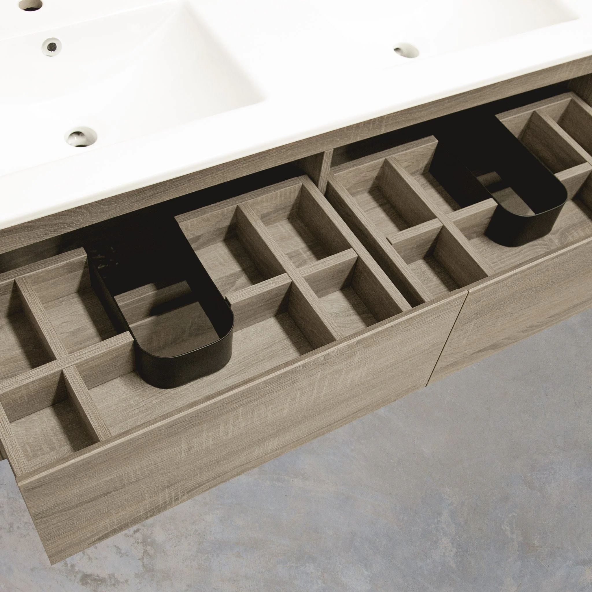 KRIS 1200mm Oak Timber Wall Hung Double Vanity - Image 10