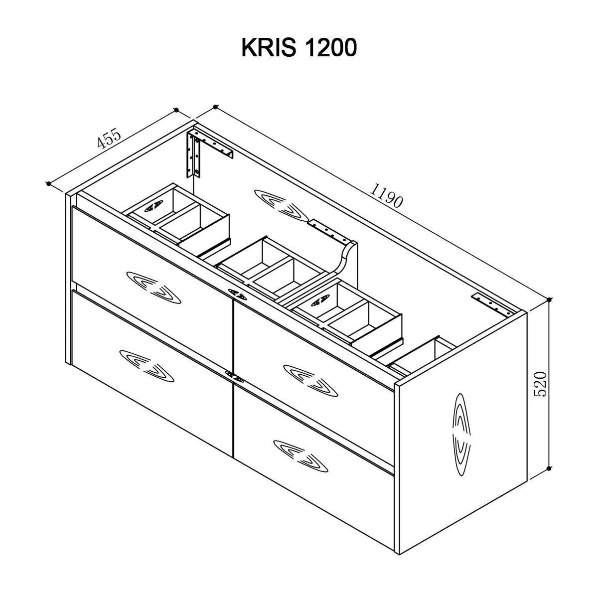 KRIS 1200mm Oak Timber Wall Hung Double Vanity - Image 7