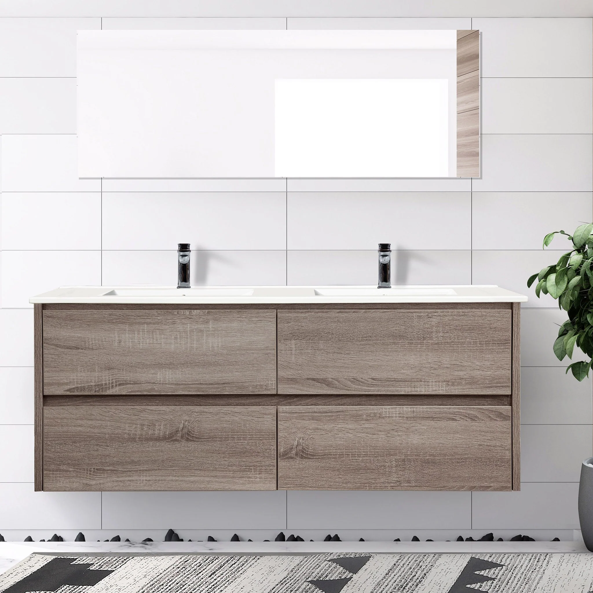 KRIS 1500mm Oak Timber Wall Hung Vanity - Image 8