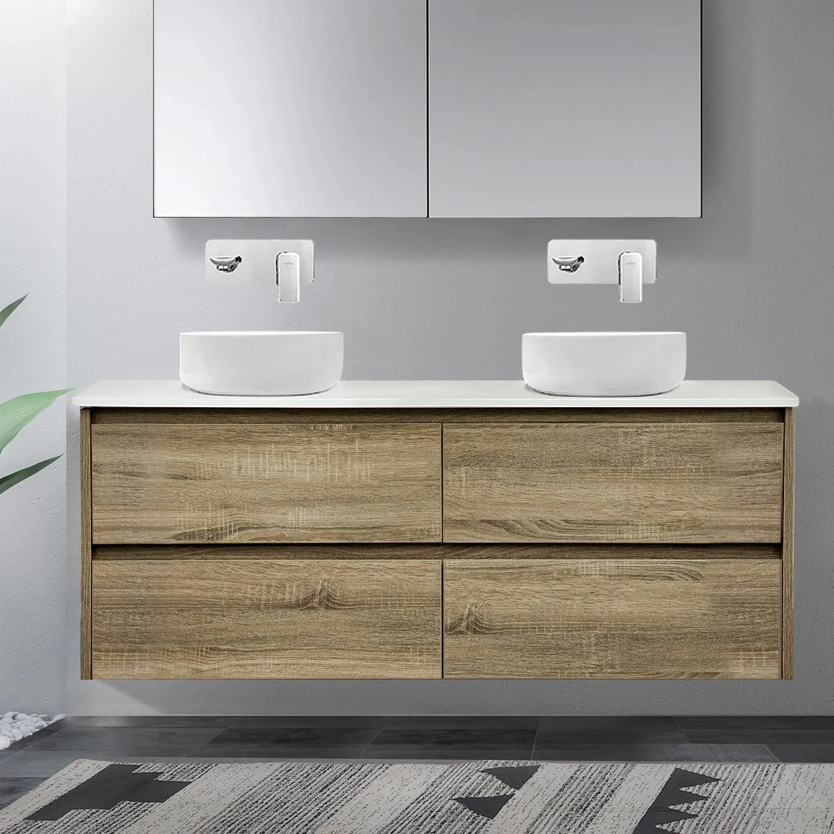 KRIS 1500mm Oak Timber Wall Hung Vanity - Image 5