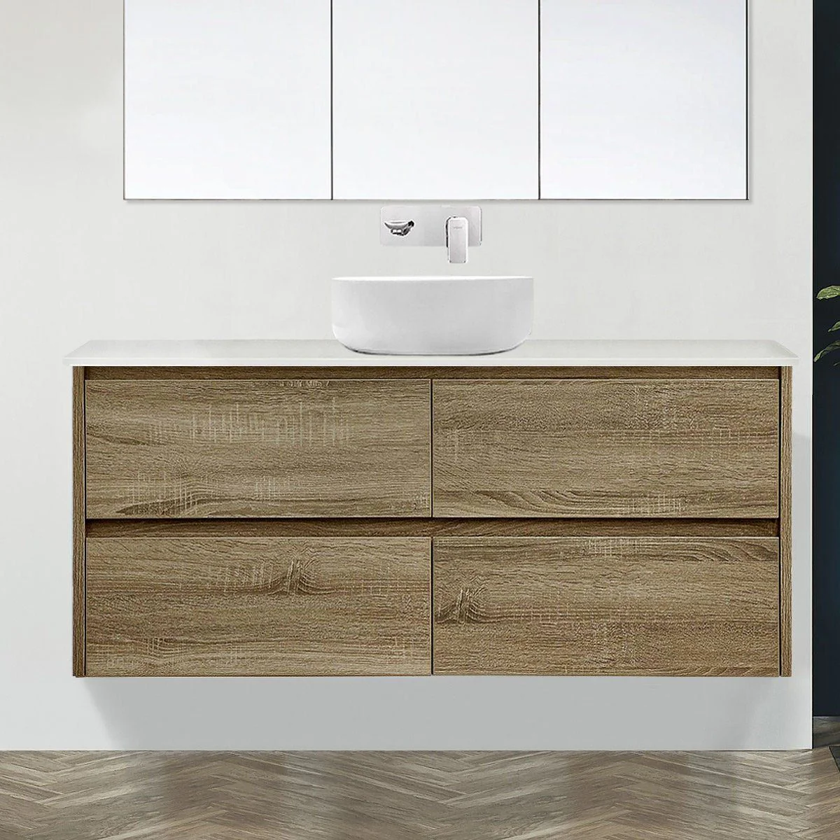 KRIS 1500mm Oak Timber Wall Hung Vanity - Image 6
