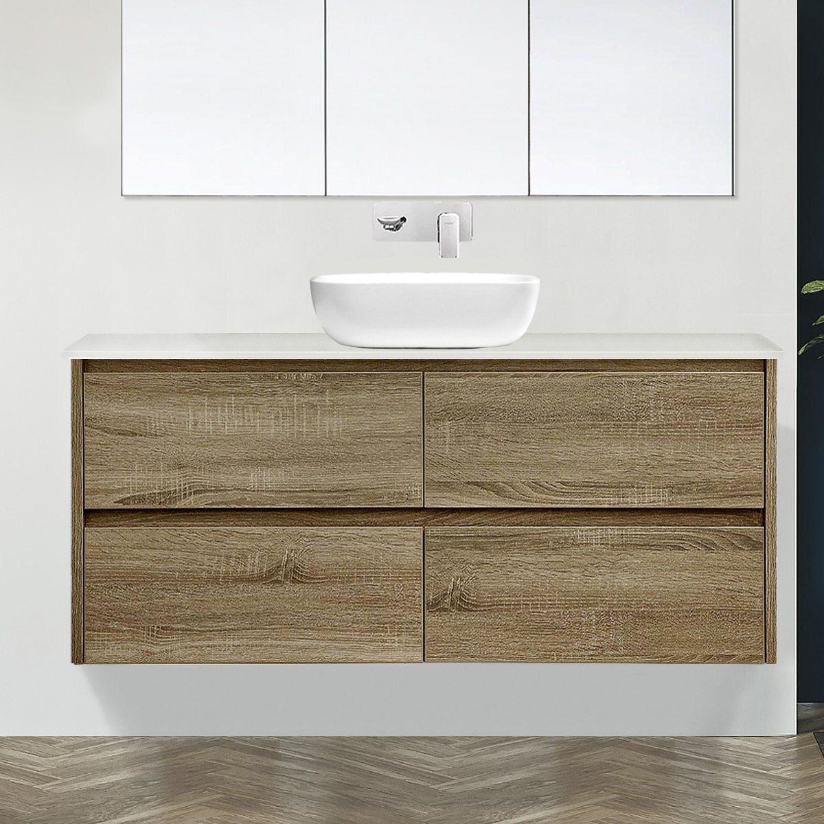 KRIS 1500mm Oak Timber Wall Hung Vanity - Image 7