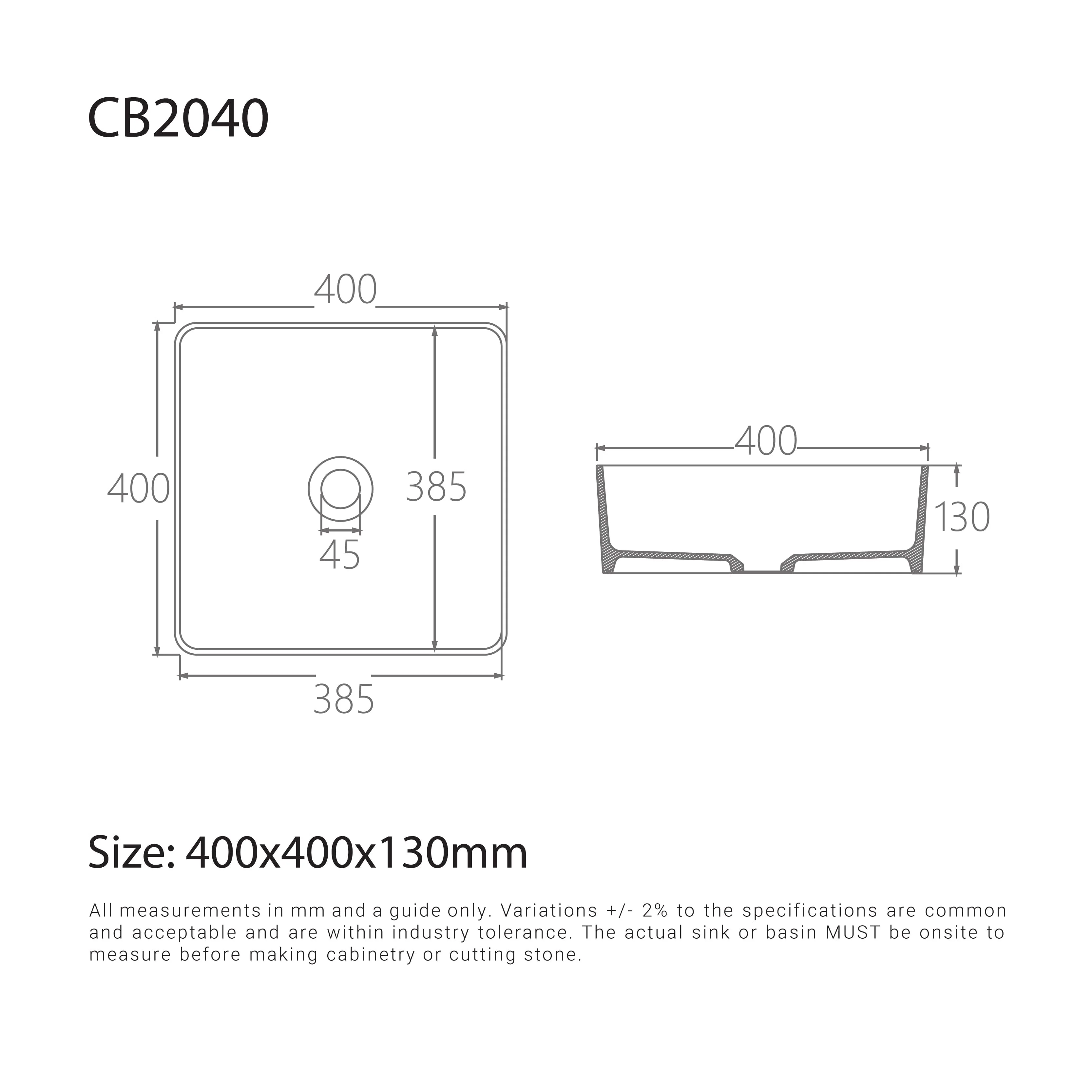 Lexi 400mm Small Vanity Almond & White Basin Set - Image 11
