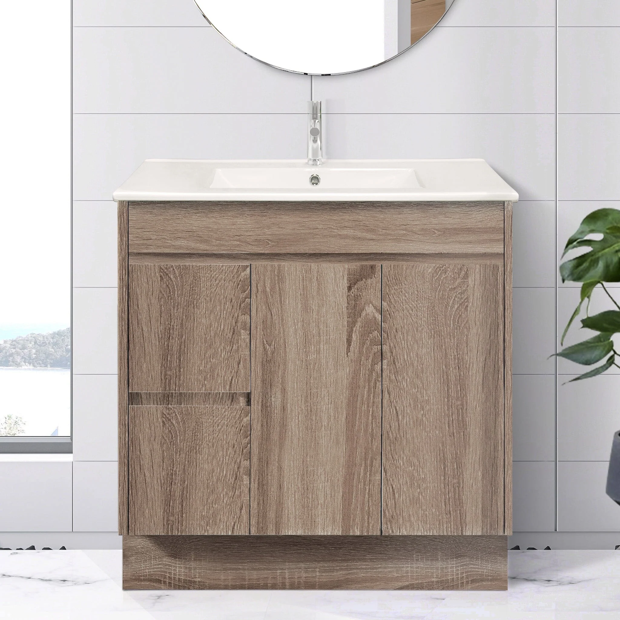 Clearance - LOGAN 900mm Timber Vanity Left Hand Side - Image 3