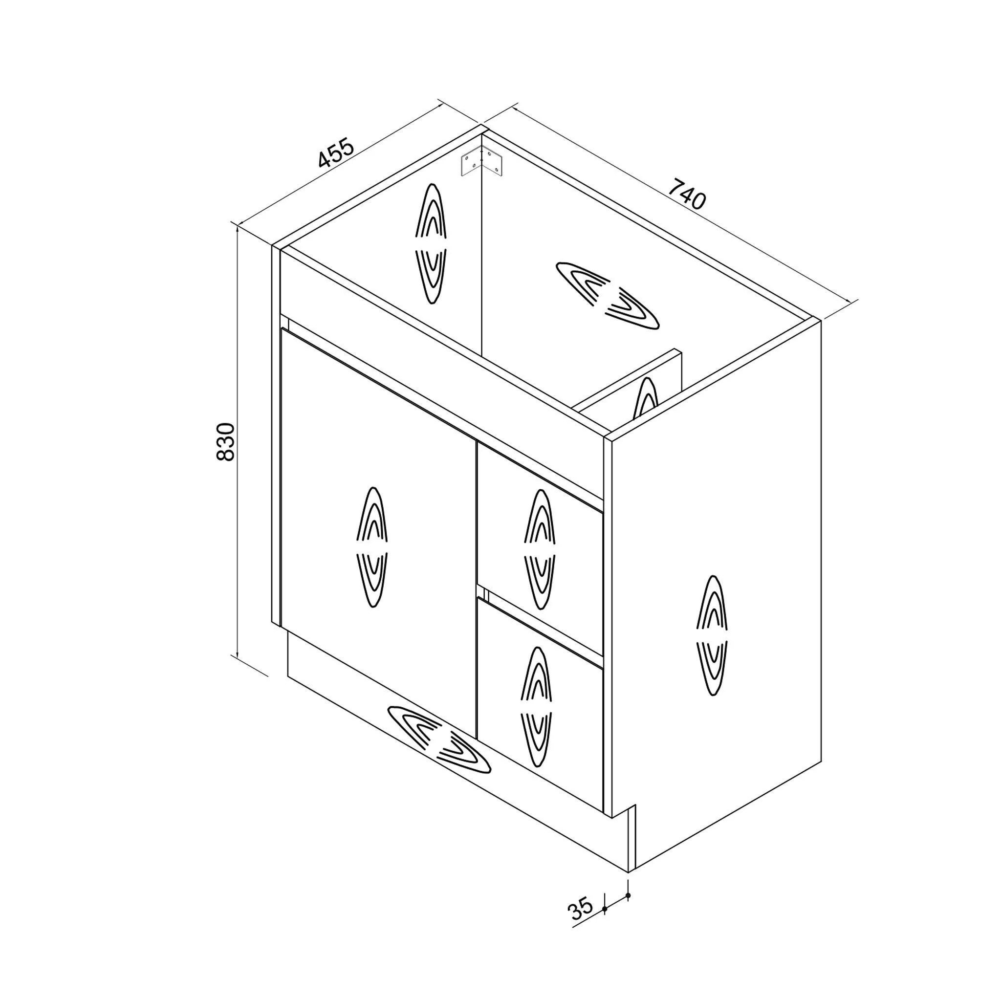 Clearance - Logan 750mm Timber Vanity Right Hand Side - Image 5