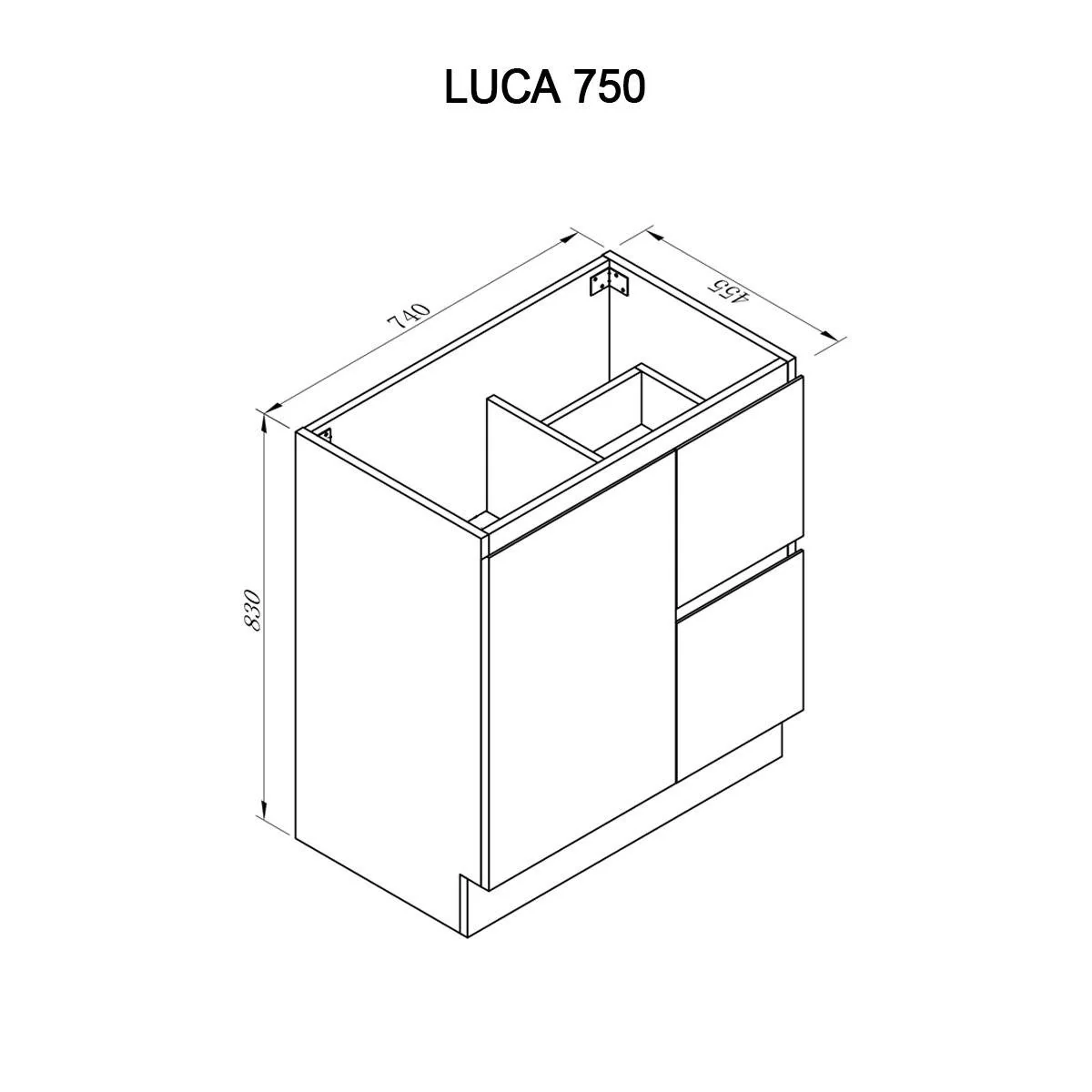 Clearance - LUCA 750mm Bathroom Vanity Right Hand Side - Image 10