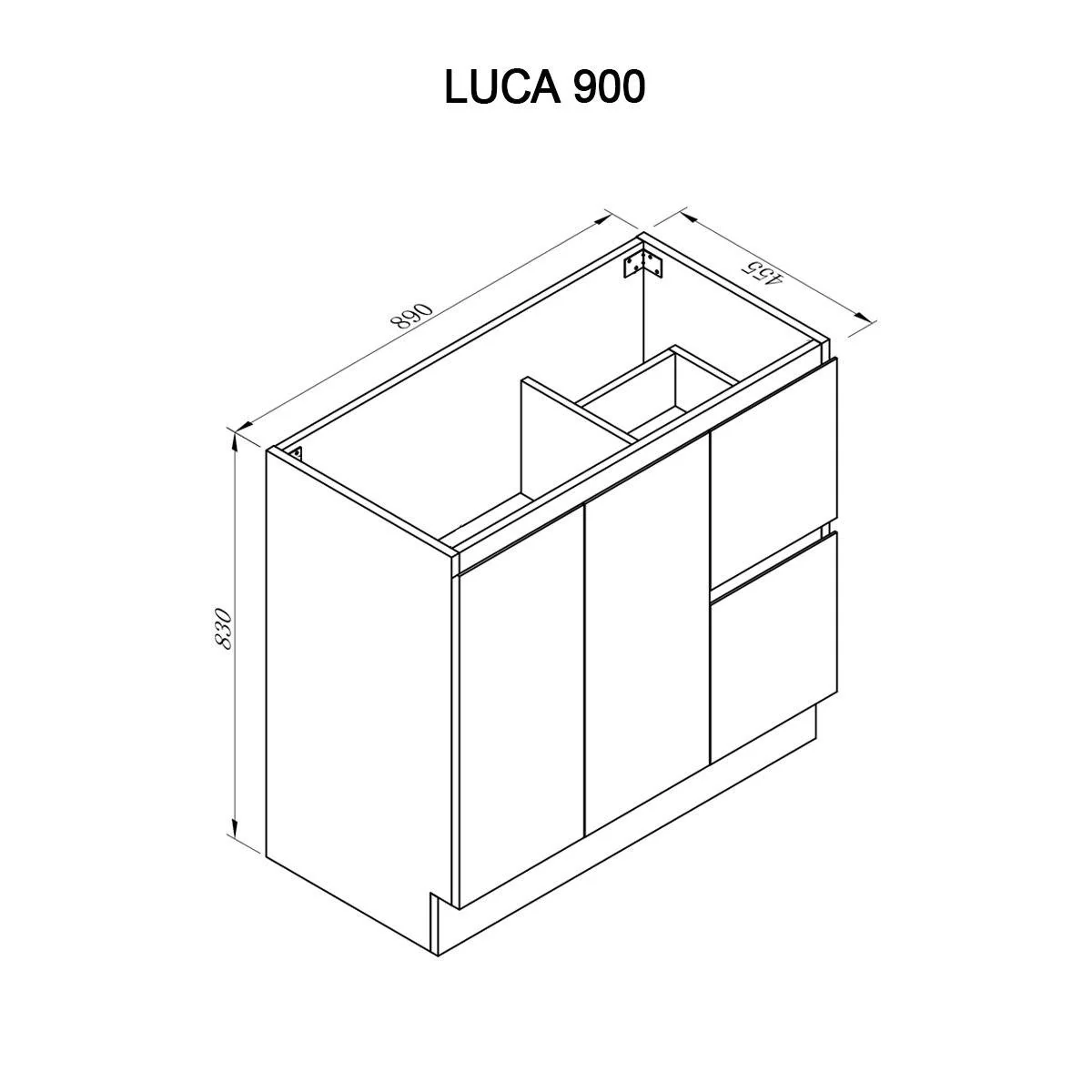 Clearance - LUCA 900mm Vanity Floor Standing Cabinet Right Hand Side - Image 6