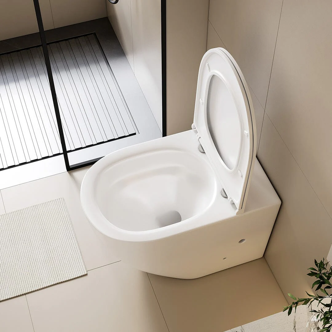 Max57 Rimless Tornado Floor Mount Toilet + Geberit Stainless Steel Button Package - Image 3