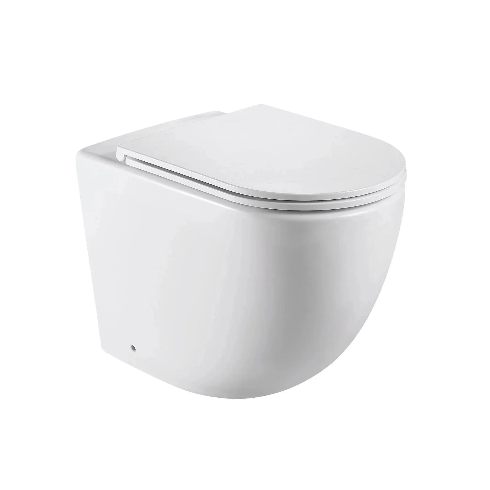 Max57 Rimless Tornado Floor Mount Toilet + Geberit Stainless Steel Button Package - Image 6
