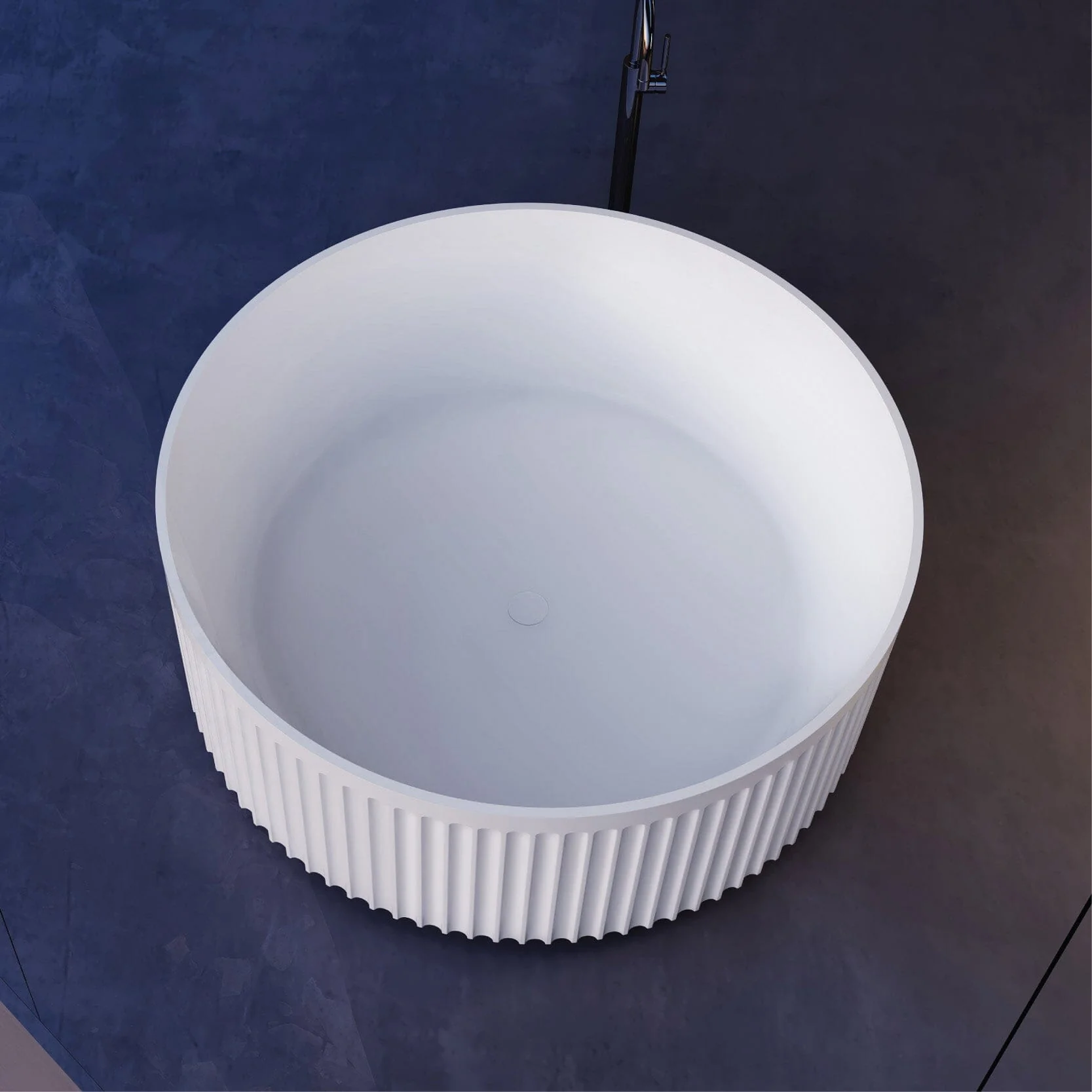 Clearance - MELO 1350mm Round Fluted Freestanding Bath Gloss White - Image 3