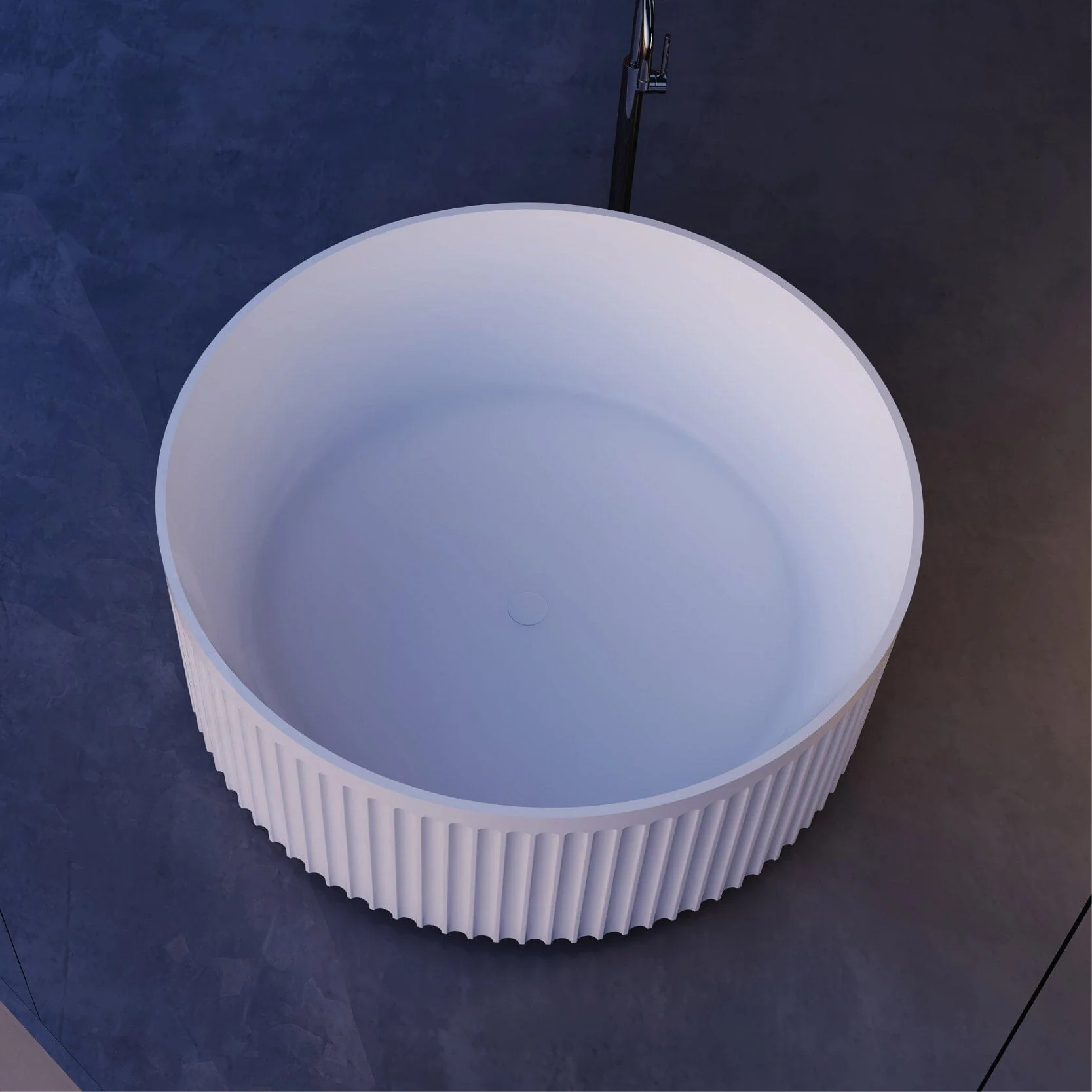 MELO 1350mm Round Fluted Freestanding Bathtub Matte White - Image 3