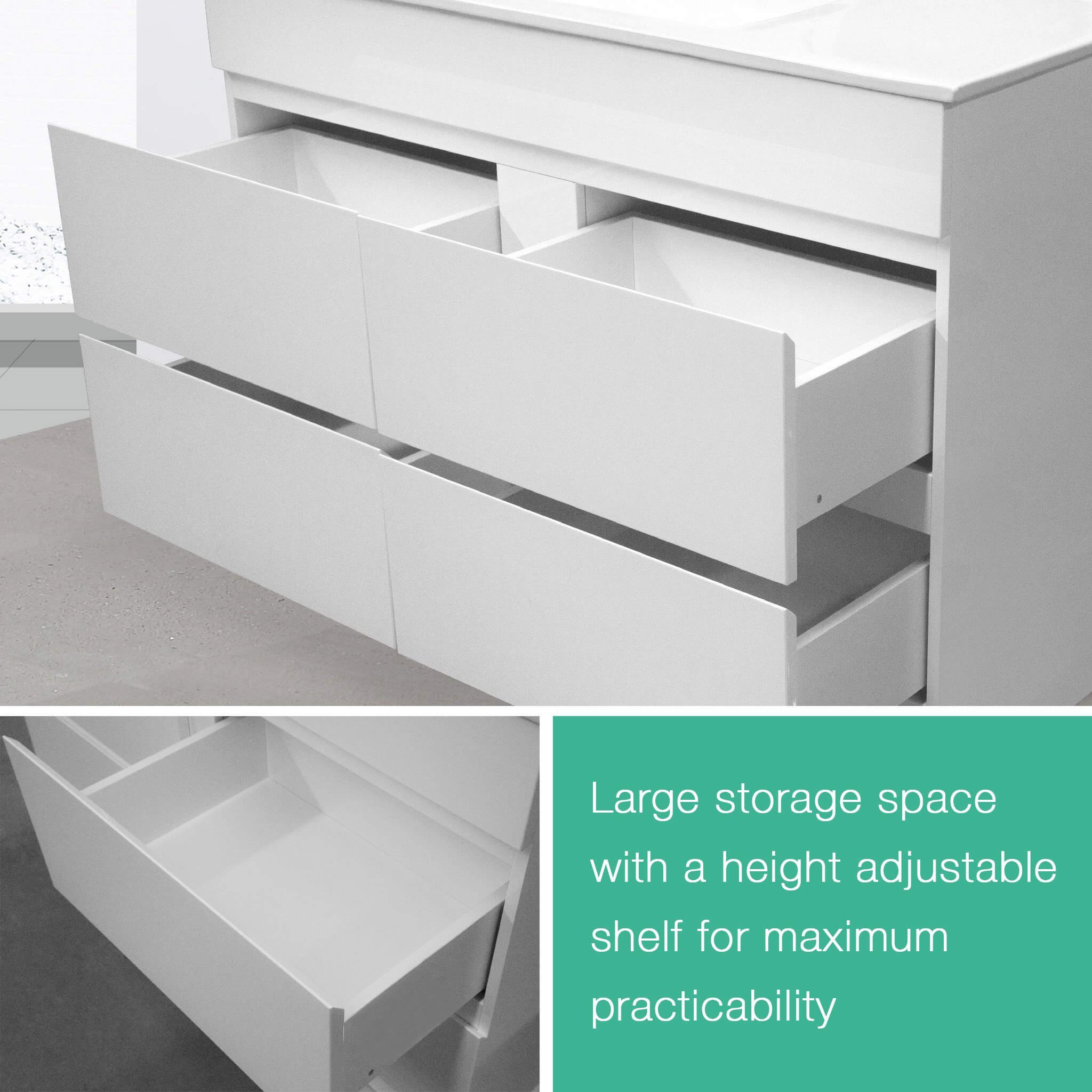 Clearance - Mia 1200mm Floor Standing Bathroom Vanity - Single Bowl - Image 11