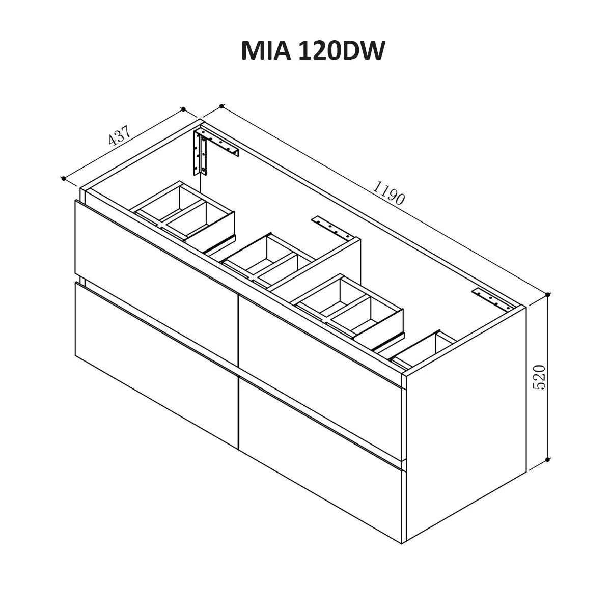 Clearance - Mia 1200mm Wall Hung Double Bowl Vanity - Image 6