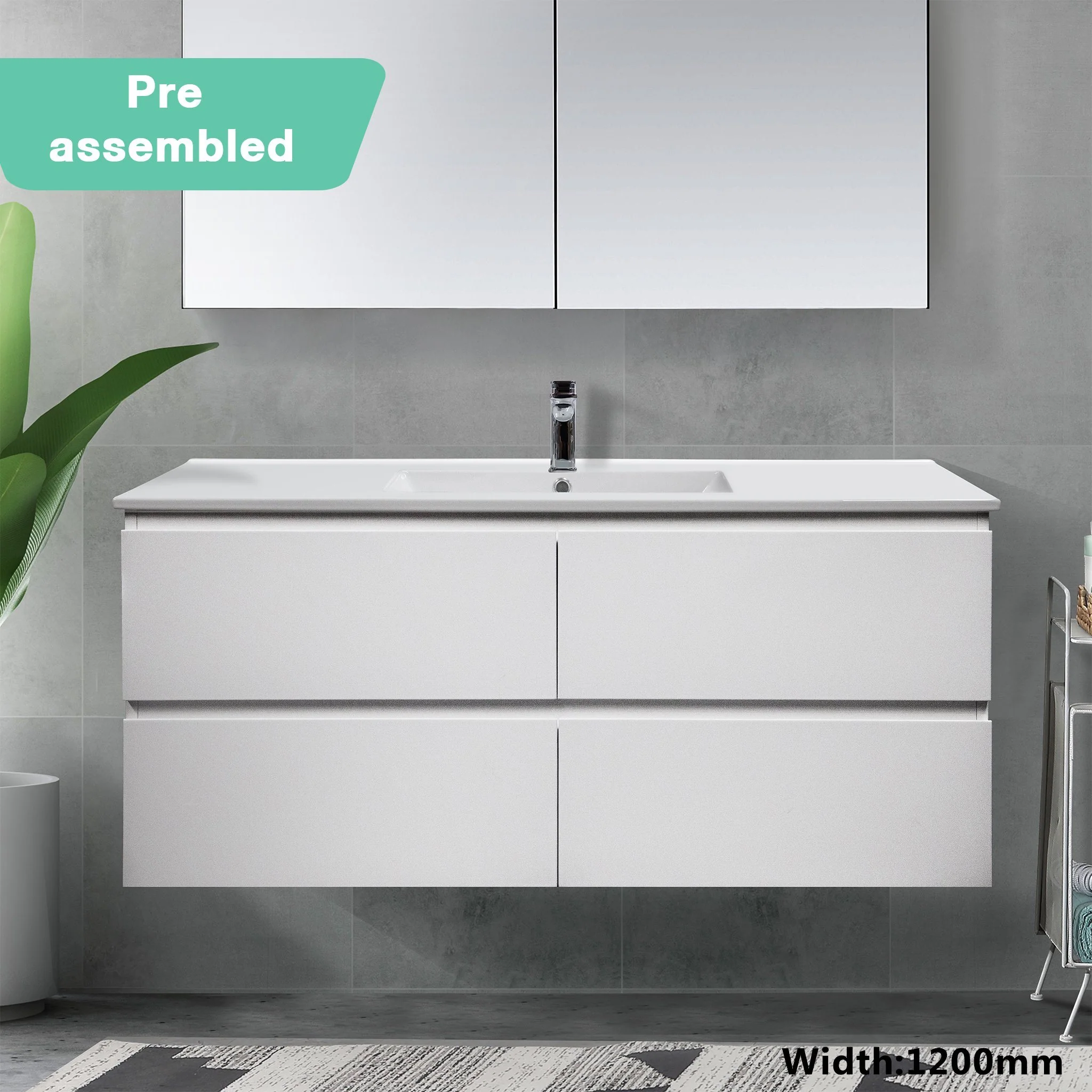 Clearance - Mia 1200mm Wall Hung Single Vanity - Image 3