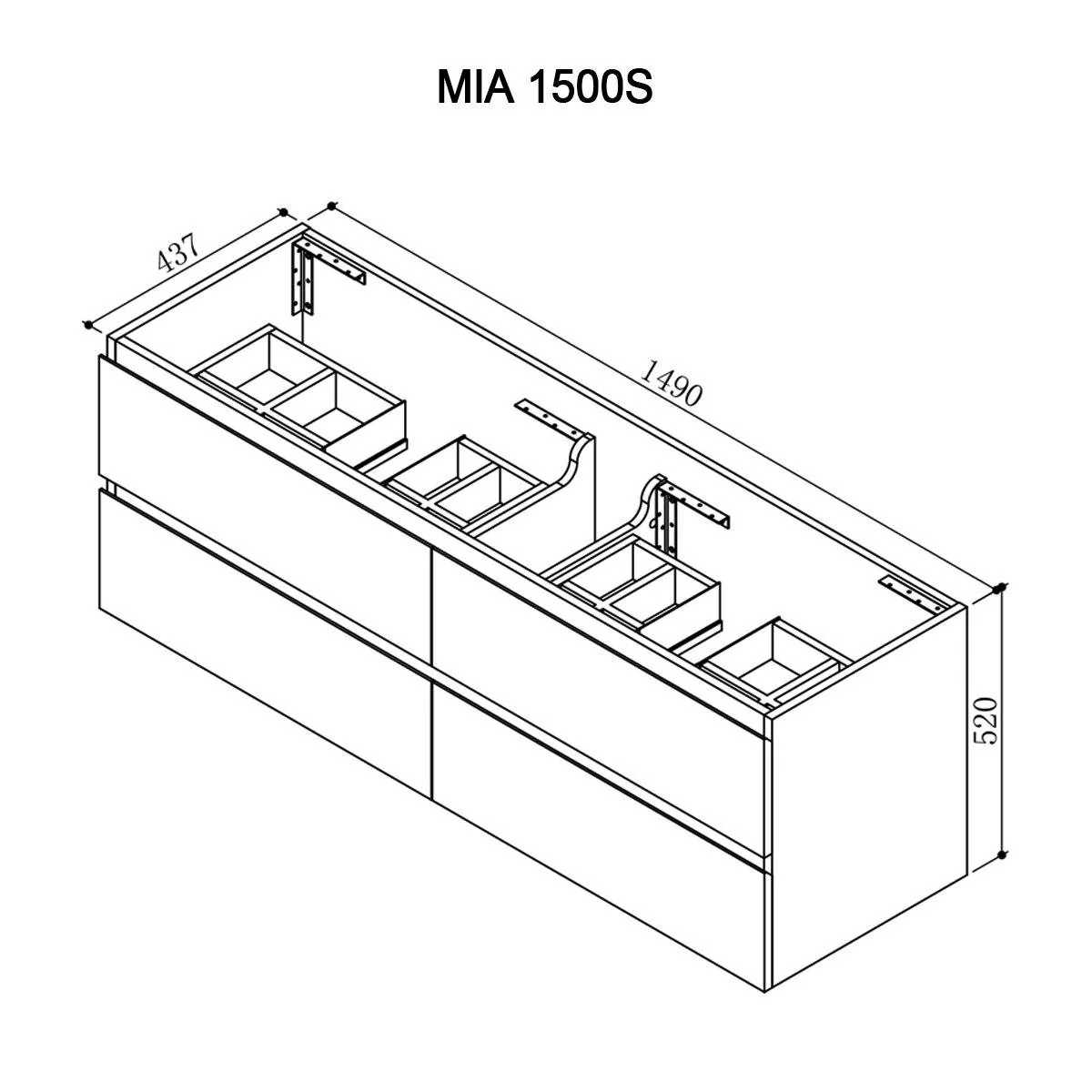 Clearance - Mia 1500mm Wall Hung Vanity - Image 7