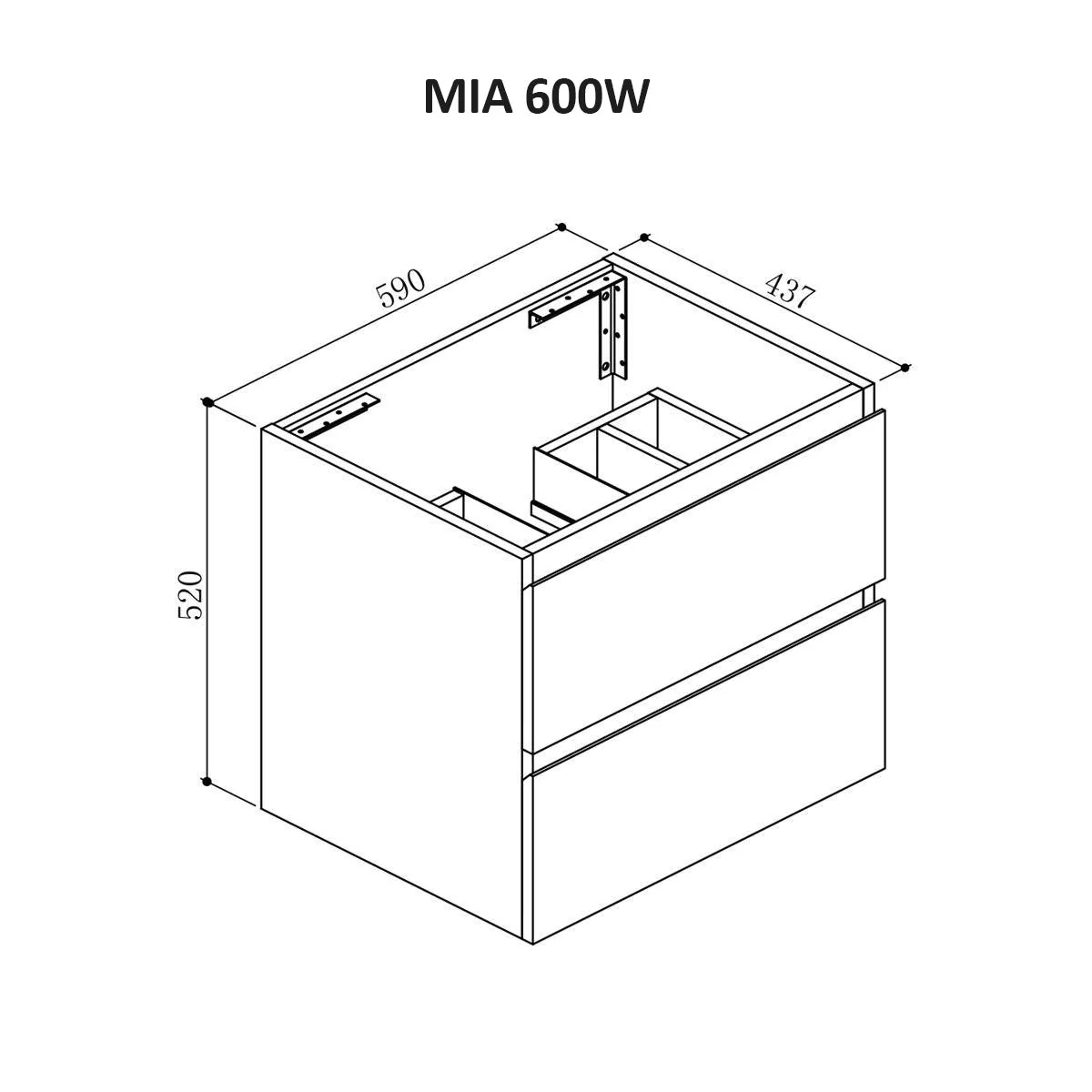 Clearance - Mia 600mm Wall Hung Bathroom Vanity - Image 6